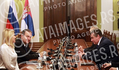 The President of the National Assembly Ivica Dacic met with the Speaker of the Committee on International Affairs of the State Duma of the Federal Assembly of the Russian Federation Leonid Slutsky.Predsednik Narodne skpustine Ivica Dacic sastao se 