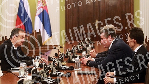 The President of the National Assembly Ivica Dacic met with the Speaker of the Committee on International Affairs of the State Duma of the Federal Assembly of the Russian Federation Leonid Slutsky.Predsednik Narodne skpustine Ivica Dacic sastao se 