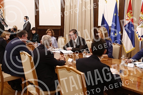 The President of the Republic of Serbia, Aleksandar Vucic, met with the Chairman of the Committee on International Affairs of the State Duma of the Federal Assembly of the Russian Federation, Leonid Slutsky.Predsednik Republike Srbije Aleksandar Vu