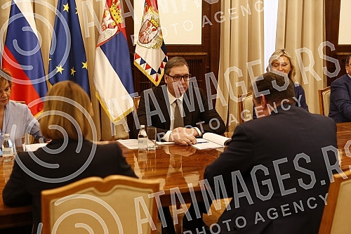 The President of the Republic of Serbia, Aleksandar Vucic, met with the Chairman of the Committee on International Affairs of the State Duma of the Federal Assembly of the Russian Federation, Leonid Slutsky.Predsednik Republike Srbije Aleksandar Vu