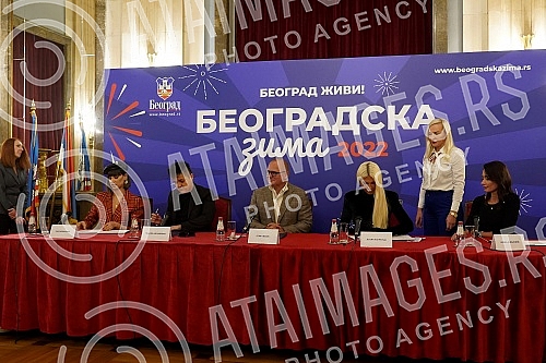 At the press conference in the Old Palace, the Deputy Mayor of Belgrade, Goran Vesic, presented the performers who will perform at the spectacular New Year's Eve 2022, organized by the City of Belgrade.Na konferenciji za medije u Starom dvoru zamen