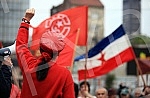 Communist Party of Serbia marking the International Labours Day at Slavija Square.Obelezavanje Dana Rada odrzano na Trgu Slavija.