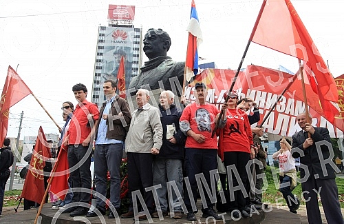 Communist Party of Serbia marking the International Labours Day at Slavija Square.Obelezavanje Dana Rada odrzano na Trgu Slavija.