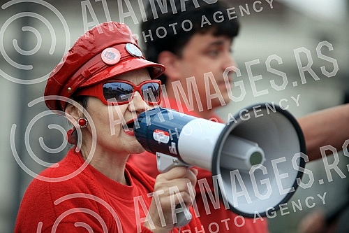 Communist Party of Serbia marking the International Labours Day at Slavija Square.Obelezavanje Dana Rada odrzano na Trgu Slavija.