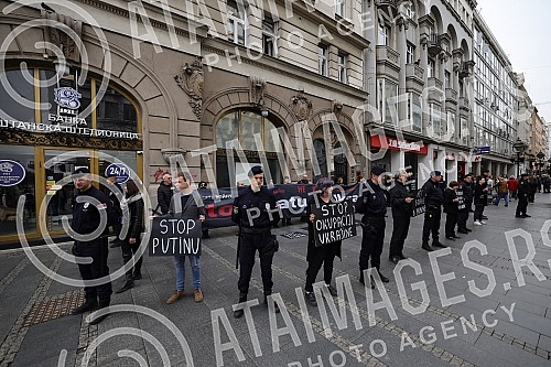 Women in Black organized a protest in Knez Mihailova Street in black and silent 