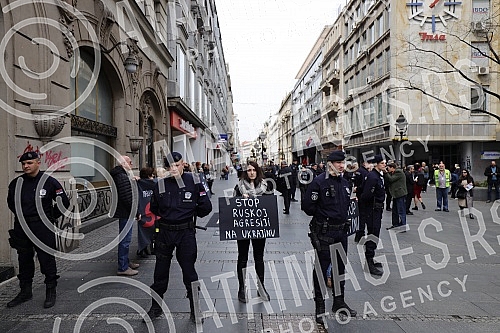 Women in Black organized a protest in Knez Mihailova Street in black and silent 