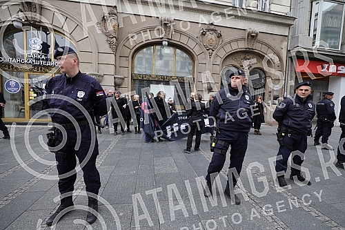 Women in Black organized a protest in Knez Mihailova Street in black and silent 