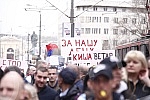 A protest march against e-fiscalization in Serbian markets started from Sava Square, where salesmen gathered near the monument to Stefan Nemanja, who then headed down Nemanja Street, across Slavija to the Presidency building on Andricev Venac, blocki