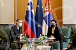 The Minister of Human and Minority Rights and Social Dialogue Gordana Comic met at the Palace of Serbia with the Minister without Portfolio of the Republic of Slovenia in charge of relations between the Republic of Slovenia and the Slovenian national