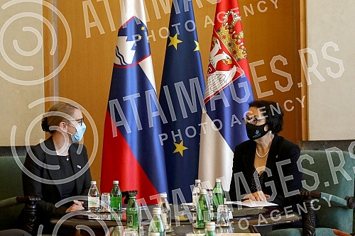 The Minister of Human and Minority Rights and Social Dialogue Gordana Comic met at the Palace of Serbia with the Minister without Portfolio of the Republic of Slovenia in charge of relations between the Republic of Slovenia and the Slovenian national