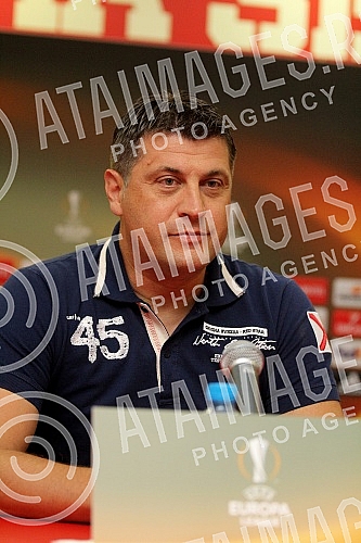 Press conference of Vladan Milojevic, coach of the FC Red Star before the match of the first round of Europa League (Group H) against BATE Borisov.Pres konferencija Vladana Milojevica, trenera Fudbalskog kluba Crvena zvezda pred utakmicu prvog kola 