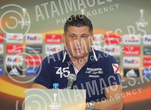 Press conference of Vladan Milojevic, coach of the FC Red Star before the match of the first round of Europa League (Group H) against BATE Borisov.Pres konferencija Vladana Milojevica, trenera Fudbalskog kluba Crvena zvezda pred utakmicu prvog kola 