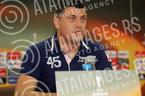 Press conference of Vladan Milojevic, coach of the FC Red Star before the match of the first round of Europa League (Group H) against BATE Borisov.Pres konferencija Vladana Milojevica, trenera Fudbalskog kluba Crvena zvezda pred utakmicu prvog kola 