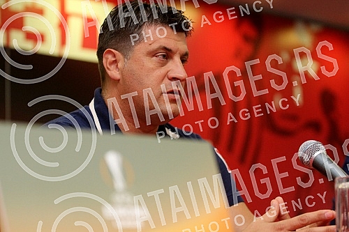 Press conference of Vladan Milojevic, coach of the FC Red Star before the match of the first round of Europa League (Group H) against BATE Borisov.Pres konferencija Vladana Milojevica, trenera Fudbalskog kluba Crvena zvezda pred utakmicu prvog kola 