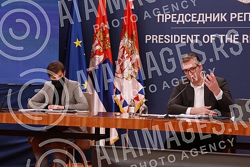 Address to the public and media by the President of the Republic of Serbia, Aleksandar Vucic, after the session of the National Security Council held at the Palace of Serbia.Obracanje javnosti i medijima predsednika Republike Srbije Aleksandra Vuci