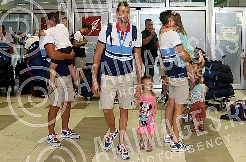 Arrival of the Serbian water polo team at the airport 