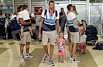 Arrival of the Serbian water polo team at the airport 
