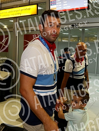Arrival of the Serbian water polo team at the airport 