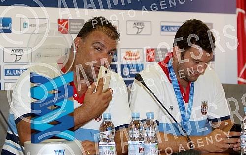 Arrival of the Serbian water polo team at the airport 