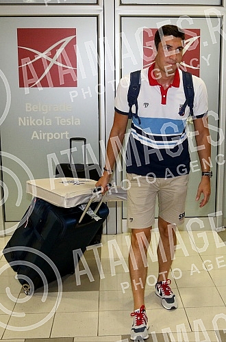 Arrival of the Serbian water polo team at the airport 