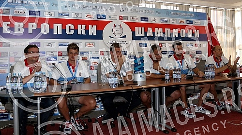 Arrival of the Serbian water polo team at the airport 