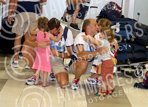 Arrival of the Serbian water polo team at the airport 