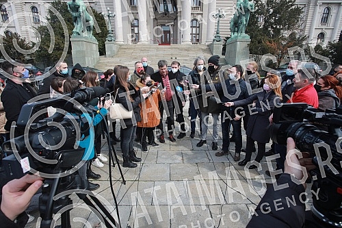 In front of the House of the National Assembly, the Independent Journalists' Association of Vojvodina, the Independent Association of Journalists of Serbia, the Media Association, the Online Media Association and the Business Association of the Assoc