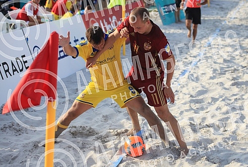 Euro Beach Soccer Cup 2016, quarter final game between  Russia and Ukraine.Utakmica cetvrtfinala Evropskog kupa u fudbalu na pesku izmedju Rusije i Ukrajine.