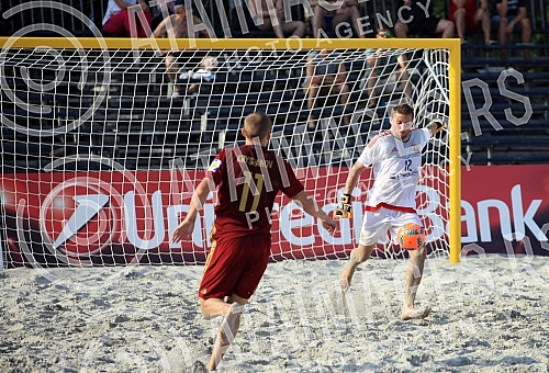 Euro Beach Soccer Cup 2016, quarter final game between  Russia and Ukraine.Utakmica cetvrtfinala Evropskog kupa u fudbalu na pesku izmedju Rusije i Ukrajine.