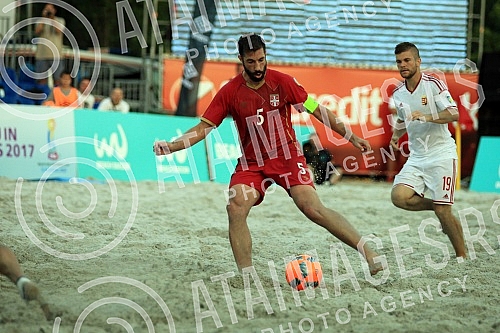 Euro Beach Soccer Cup 2016, quarter final game between Serbia and Hungary.Utakmica cetvrtfinala Evropskog kupa u fudbalu na pesku izmedju Srbije i Madjarske.