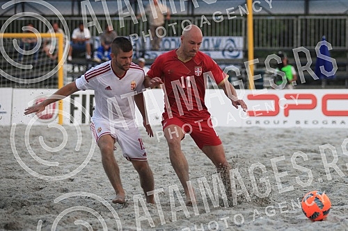 Euro Beach Soccer Cup 2016, quarter final game between Serbia and Hungary.Utakmica cetvrtfinala Evropskog kupa u fudbalu na pesku izmedju Srbije i Madjarske.