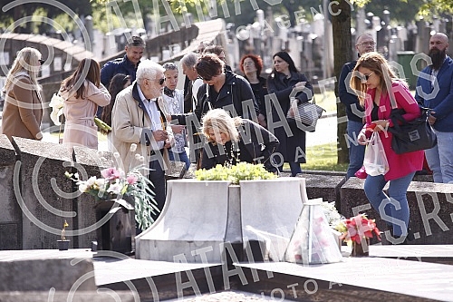 The commemoration on the occasion of the first year since the death of the painter and sculptor Milos Sobajic was held in the Alley of Merited Citizens at the New Cemetery.Pomen povodom prve godine od smrti slikara i vajara Milosa Sobajica odrzan j