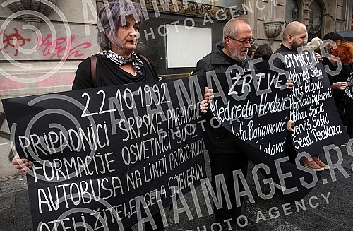 A performance of Women in Black in the center of Belgrade entitled 