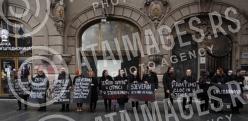A performance of Women in Black in the center of Belgrade entitled 