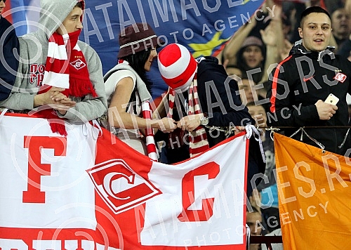 International friendly football match between FK Crvena Zvezda and FC Spartak Moscow played at Rajko Mitic stadium. Prijateljska utakmica izmedju FK Crvena Zvezda i FK Spartak Moskva odigrana na stadionu Rajko Mitic. 