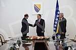 Members of the Presidency of Bosnia and Herzegovina Sefik Dzaferovic and Zeljko Komsic met in the Presidency building with the new High Representative in BiH, Christian Schmidt.Clanovi Predsednistva Bosne i Hercegovine Sefik Dzaferovic i Zeljko Kom