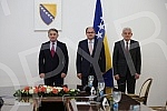Members of the Presidency of Bosnia and Herzegovina Sefik Dzaferovic and Zeljko Komsic met in the Presidency building with the new High Representative in BiH, Christian Schmidt.Clanovi Predsednistva Bosne i Hercegovine Sefik Dzaferovic i Zeljko Kom