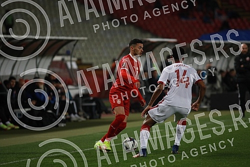 The football players of the national teams of Serbia and Qatar are playing a friendly match at the Rajko Mitic Stadium.Fudbaleri reprezentacija Srbije i Katara na stadionu Rajko Mitic igraju prijateljski mec.
