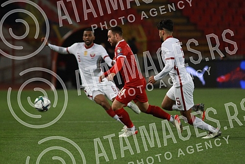 The football players of the national teams of Serbia and Qatar are playing a friendly match at the Rajko Mitic Stadium.Fudbaleri reprezentacija Srbije i Katara na stadionu Rajko Mitic igraju prijateljski mec.