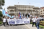 Na Trgu Nikole Pasica povodom Medjunarodnog praznika rada okupljanje clanova Saveza samostalnih sindikata Srbije i Ujedinjenih granskih sindikata 