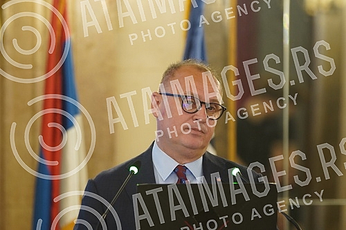 A press conference of the Deputy Mayor of Belgrade, Goran Vesic, was held in the Ceremonial Hall of the Old Palace, where he presented the results of the work of the city government.U Svecanoj sali Starog dvora odrzana je konferencija za novinare z