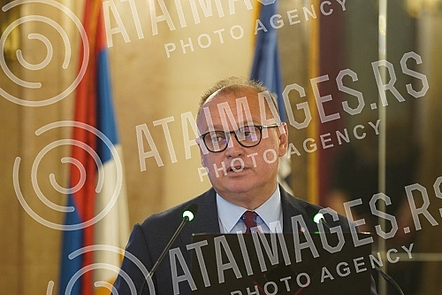 A press conference of the Deputy Mayor of Belgrade, Goran Vesic, was held in the Ceremonial Hall of the Old Palace, where he presented the results of the work of the city government.U Svecanoj sali Starog dvora odrzana je konferencija za novinare z