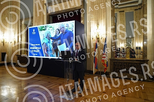 A press conference of the Deputy Mayor of Belgrade, Goran Vesic, was held in the Ceremonial Hall of the Old Palace, where he presented the results of the work of the city government.U Svecanoj sali Starog dvora odrzana je konferencija za novinare z