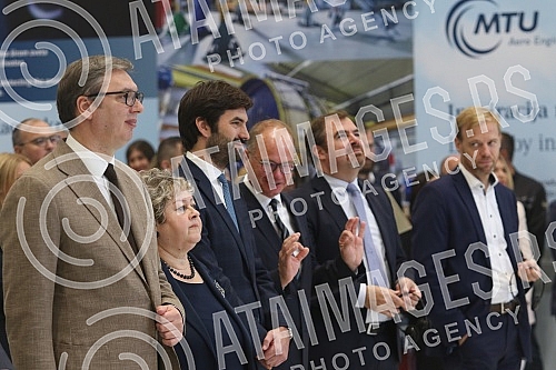 The President of the Republic of Serbia, Aleksandar Vucic, attendedthe opening ceremony of the new MTU Maintenance Serbia facility, where aircraft engine parts will be repaired.Predsednik Republike Srbije Aleksandar Vucic prisustvovao jeceremonij