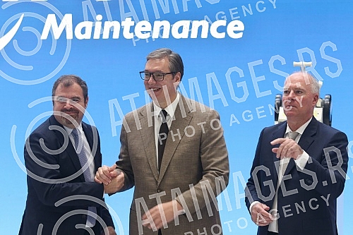 The President of the Republic of Serbia, Aleksandar Vucic, attendedthe opening ceremony of the new MTU Maintenance Serbia facility, where aircraft engine parts will be repaired.Predsednik Republike Srbije Aleksandar Vucic prisustvovao jeceremonij