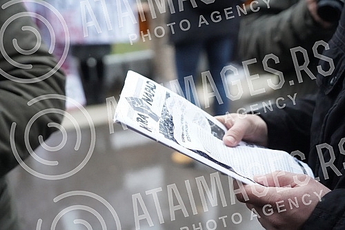 Gathering of citizens in front of the Sava Center who will join the protest and the blockade of the highway near the Sava Center with a request to ban the work of Rio Tinto in Serbia.Okupljanje gradjana ispred Sava centa  koji ce se pridruziti prot