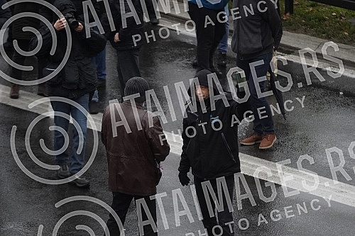 Blockade of traffic on the highway near the Sava Center with a request to ban the work of Rio Tinto in Serbia.Blokada saobracaja na auto-putua kod Sava centra sa zahtevom za zabranu rada Rio Tinta u Srbiji.