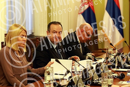 The Speaker of the National Assembly Ivica Dacic met with the delegation of the OSCE Parliamentary Assembly Monitoring Mission.Predsednik Narodne skupstine Ivica Dacic se sastao sa delegacijom posmatracke misije Parlamentarne skupstine OEBS.