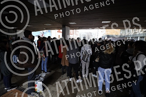 Students are not for sale - protest of students on the plateau near the Faculty of Philosophy.Studenti nisu na prodaju - protest studenata i studentkinja na platou kod Filozofskog fakulteta.