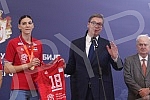 The President of the Republic of Serbia, Aleksandar Vucic, received the women's volleyball team of Serbia, which won the gold medal at the World Championship.Predsednik Republike Srbije Aleksandar Vucic primio je zensku  odbojkasku reprezentaciju S